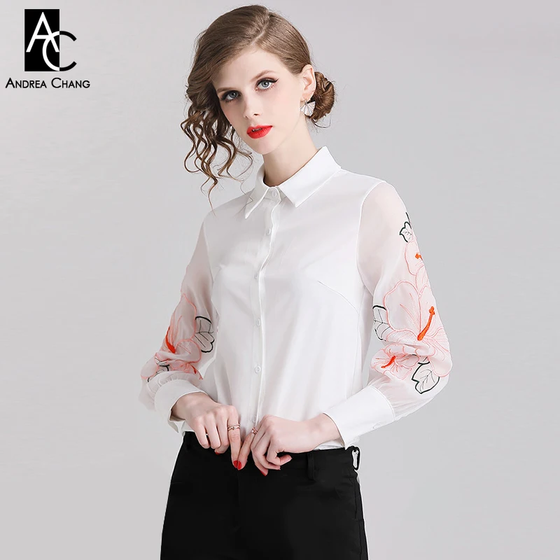 M-XXL spring summer woman blouse shirt orange flower pattern embroidery sleeve white shirt fashion casual office lady shirt
M-XXL spring summer woman blouse shirt orange flower pattern embroidery sleeve white shirt fashion casual office lady shirt
