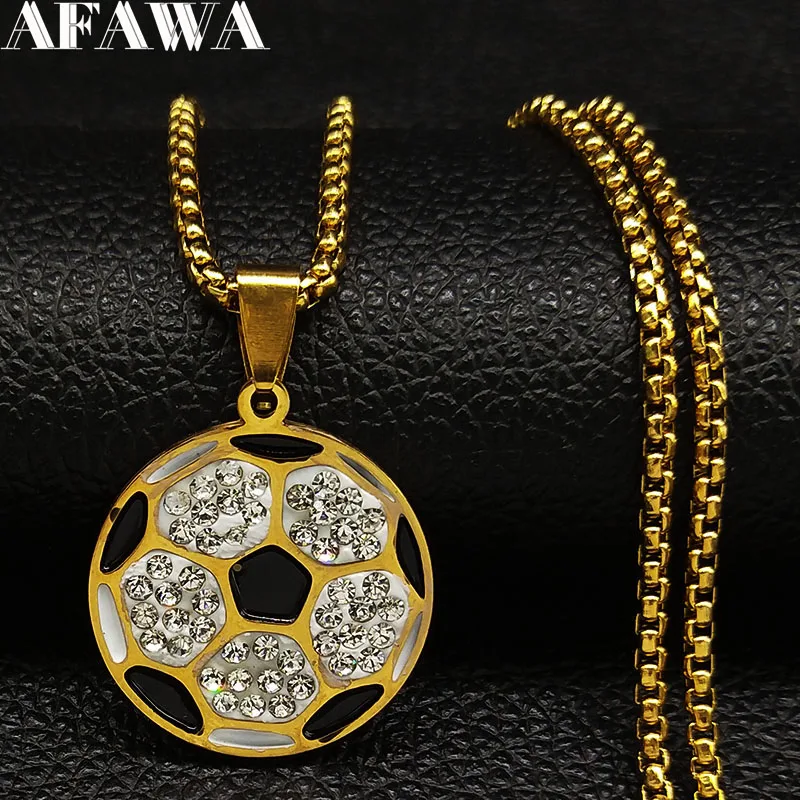 Fashion Sport Football Enamel Crystal Stainless Steel Necklaces Men Gold Color Long Necklaces Jewelry colgante hombr N18609
Fashion Sport Football Enamel Crystal Stainless Steel Necklaces Men Gold Color Long Necklaces Jewelry colgante hombr N18609