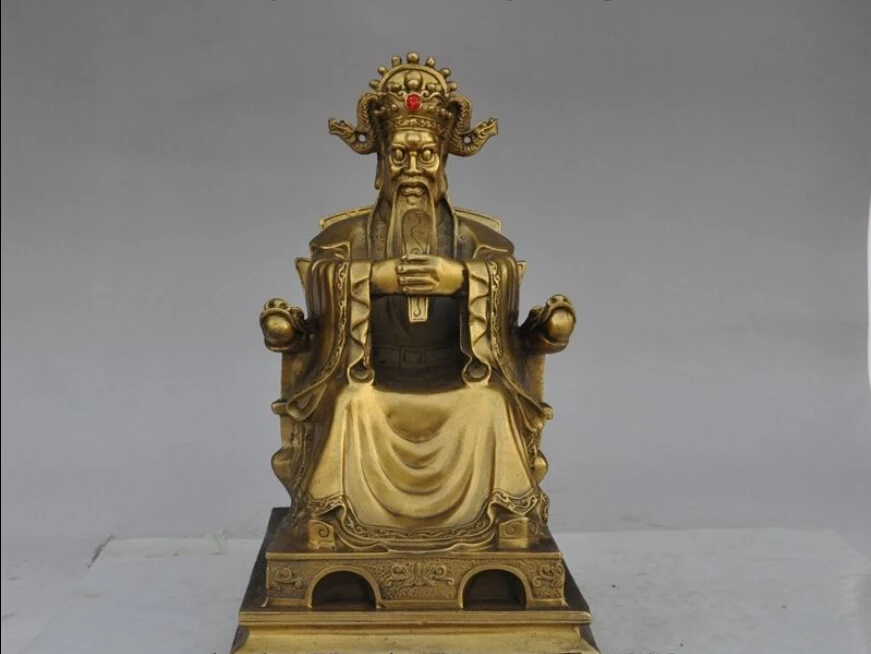 11"Chinese Fengshui Brass Seat Chair Dragon King Longwang God Hold Token Statue
11"Chinese Fengshui Brass Seat Chair Dragon King Longwang God Hold Token Statue