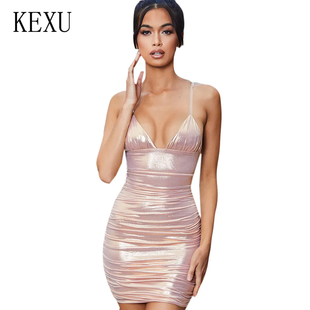 KEXU Sexy Pleated Skinny Dress Club Deep V-neck Party Dress New Arrivals Summer Elastic Spaghetti Strap Bodycon Mini Dresses
KEXU Sexy Pleated Skinny Dress Club Deep V-neck Party Dress New Arrivals Summer Elastic Spaghetti Strap Bodycon Mini Dresses
