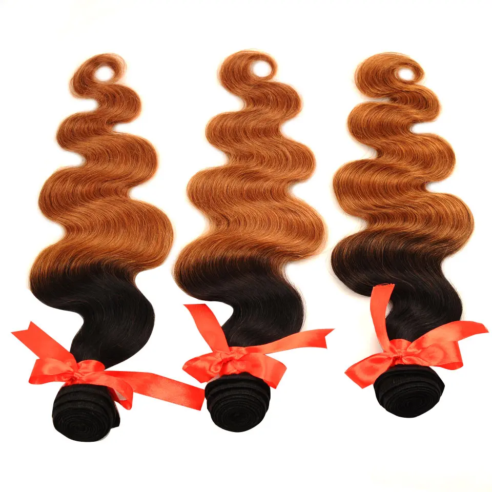 Pinshair Brazilian Ombre Human Hair Bundles With Closure 1B 30 Body Wave 3 Bundles Hair Weave With Middle Part Closure Non Remy (73)