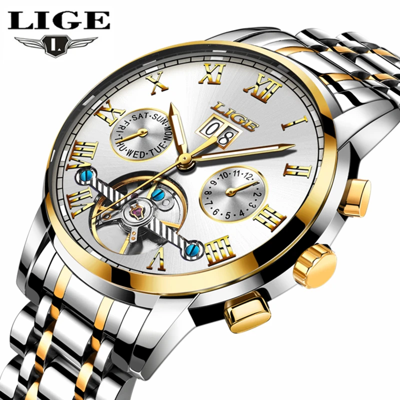 LIGE Top Brand Luxury Automatic Mechanical Watch Men Fashion Casual Gold Full Steel Waterproof Sports Watches Relogio Masculino
LIGE Top Brand Luxury Automatic Mechanical Watch Men Fashion Casual Gold Full Steel Waterproof Sports Watches Relogio Masculino