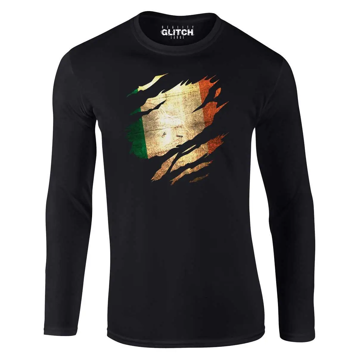 Reality Glitch Men&#039s Torn Ireland Long Sleeve T-Shirt | Мужская одежда