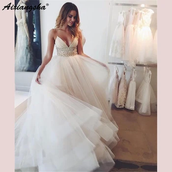 Alluring Wedding Dress Spaghetti Straps Sexy Dress Deep-V-neck Tulle Custom made Backless Pleats robe de soiree
Alluring Wedding Dress Spaghetti Straps Sexy Dress Deep-V-neck Tulle Custom made Backless Pleats robe de soiree