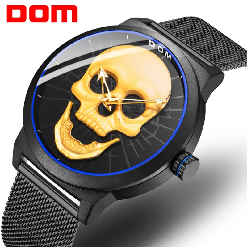 DOM Men's Watches Cool Skull Quartz Watch Sports Clock Fashion Casual Stainless Mesh Strap Leather Wristwatch mens Reloj Hombre
DOM Men's Watches Cool Skull Quartz Watch Sports Clock Fashion Casual Stainless Mesh Strap Leather Wristwatch mens Reloj Hombre