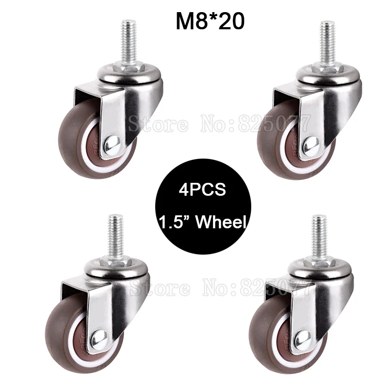 Brand New 4PCS 1.5'' Universal Swivel Wheels Castors M8X20 Screw Rod Rubber Super Mute Furniture Casters Max Loading 75KG/4PCS
Brand New 4PCS 1.5'' Universal Swivel Wheels Castors M8X20 Screw Rod Rubber Super Mute Furniture Casters Max Loading 75KG/4PCS