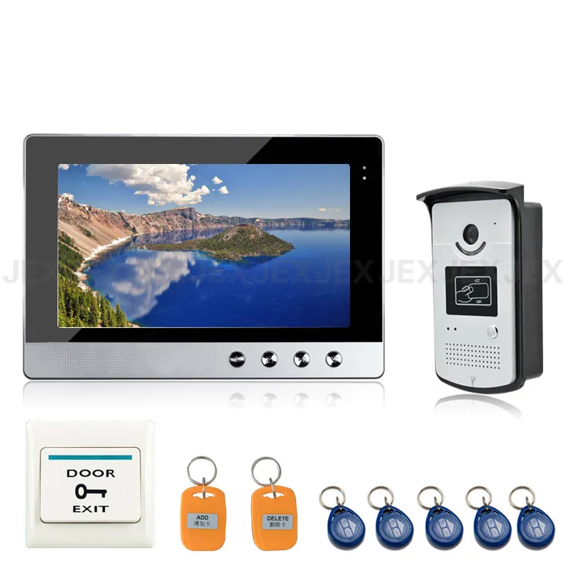 

JEX 10 inch color LCD video door phone doorbell speaker intercom system kit 1 monitor + RFID access control COMS Camera In stock