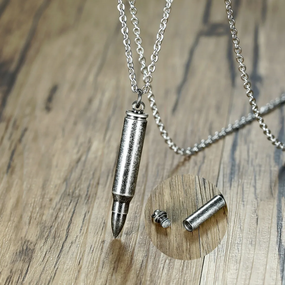Men's Stainless Steel Open Bullet Pendant Necklace Pill Case Holder Cremation Urn Cremation Male Jewelry 20" 24"
Men's Stainless Steel Open Bullet Pendant Necklace Pill Case Holder Cremation Urn Cremation Male Jewelry 20" 24"