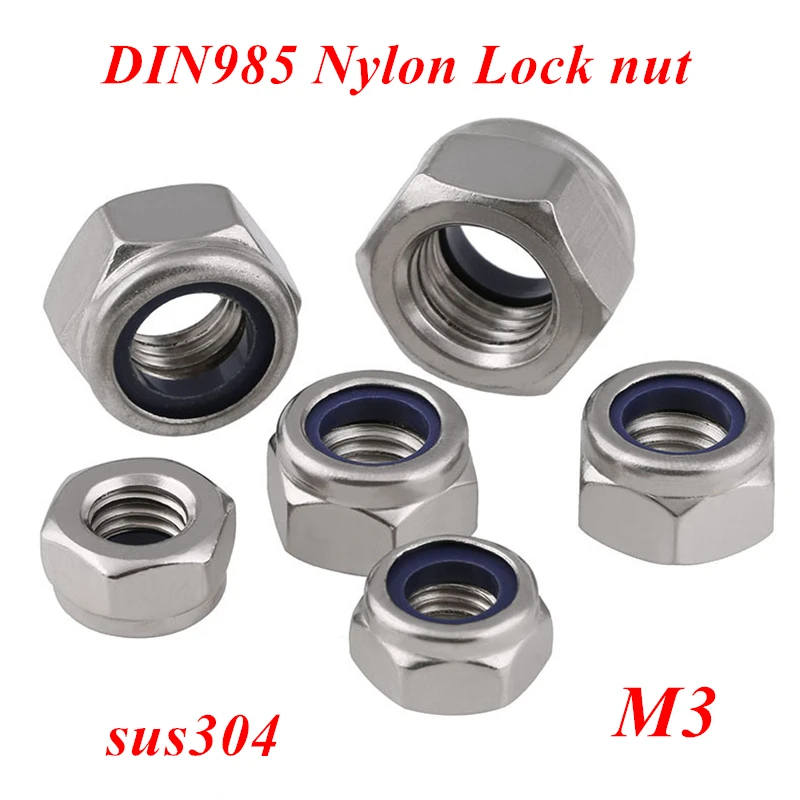 500pcs M3 DIN985 Nylon Insert Hex Lock Nut Slip Locknuts 304 stainless steel Hexagon Nylon Self Locking Nuts
500pcs M3 DIN985 Nylon Insert Hex Lock Nut Slip Locknuts 304 stainless steel Hexagon Nylon Self Locking Nuts