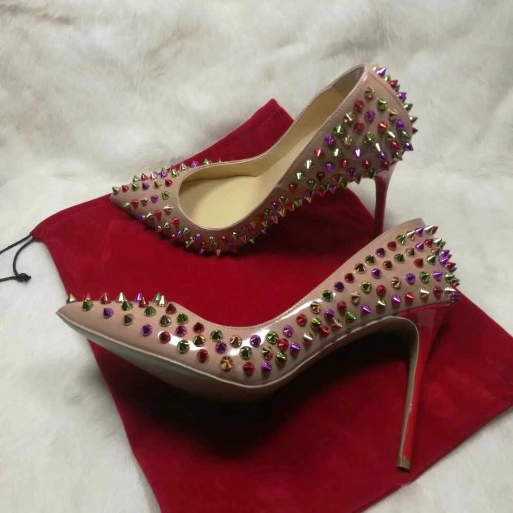 Free shipping fashion women Pumps Nude patent Leather studded multi spikes point toe high heels 12cm 10cm 8cm party shoes
Free shipping fashion women Pumps Nude patent Leather studded multi spikes point toe high heels 12cm 10cm 8cm party shoes