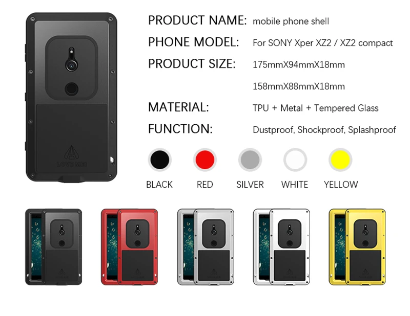 Love Mei Waterproof Case For Sony Xperia XZ2 (9)