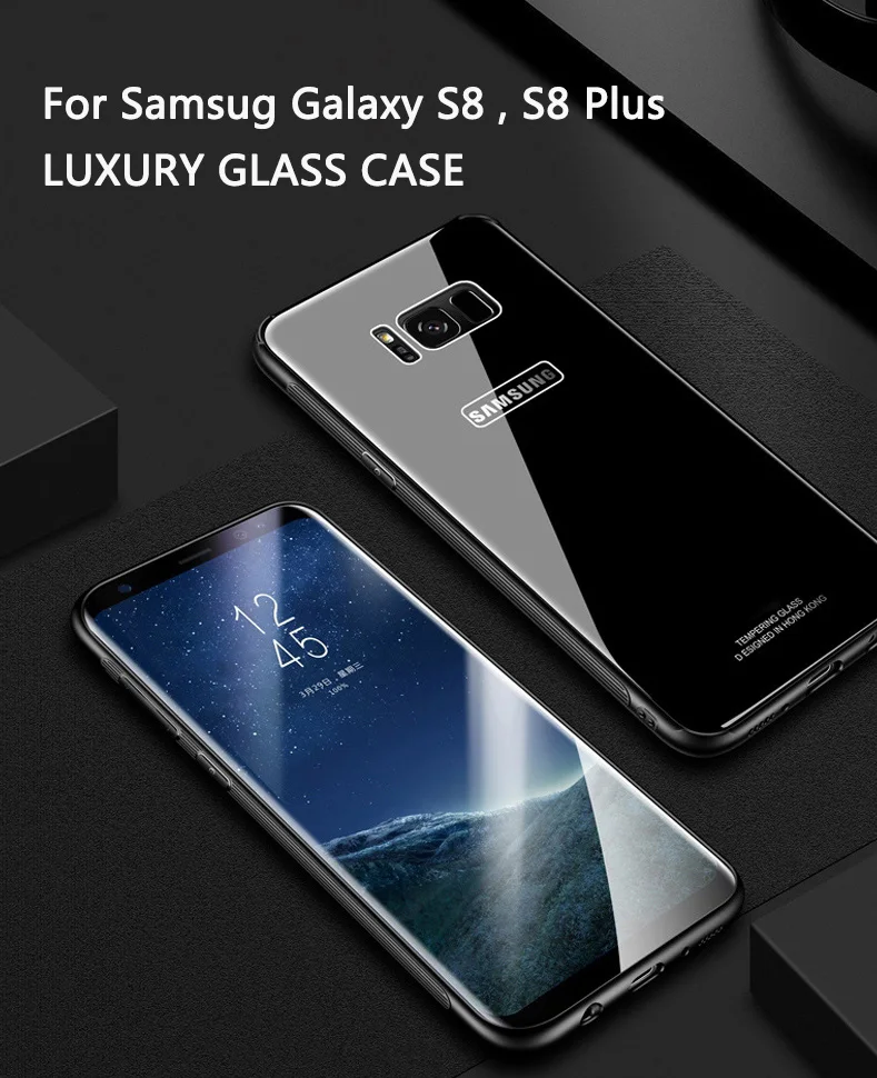 Case for Samsung NOTE 8 S8 Plus Kiitoo Luxury Glass Back Cover Hard Phone Case for Coque Samsung Galaxy S8 Plus Accessories -2
