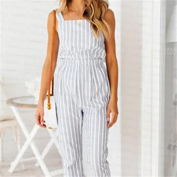Hot Sale Women Party Gray Striped Jumpsuit Lady Sexy Sleeveless Backless Playsuit Bodycon Romper&Jumpsuit Long Trousers Clubwear
Hot Sale Women Party Gray Striped Jumpsuit Lady Sexy Sleeveless Backless Playsuit Bodycon Romper&Jumpsuit Long Trousers Clubwear