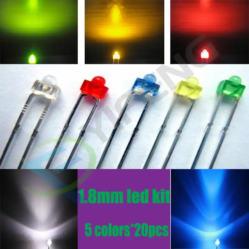 100pcs 1.8mm Red LED Light Emitting Diode Water Clear Round Ultra Bright Lights