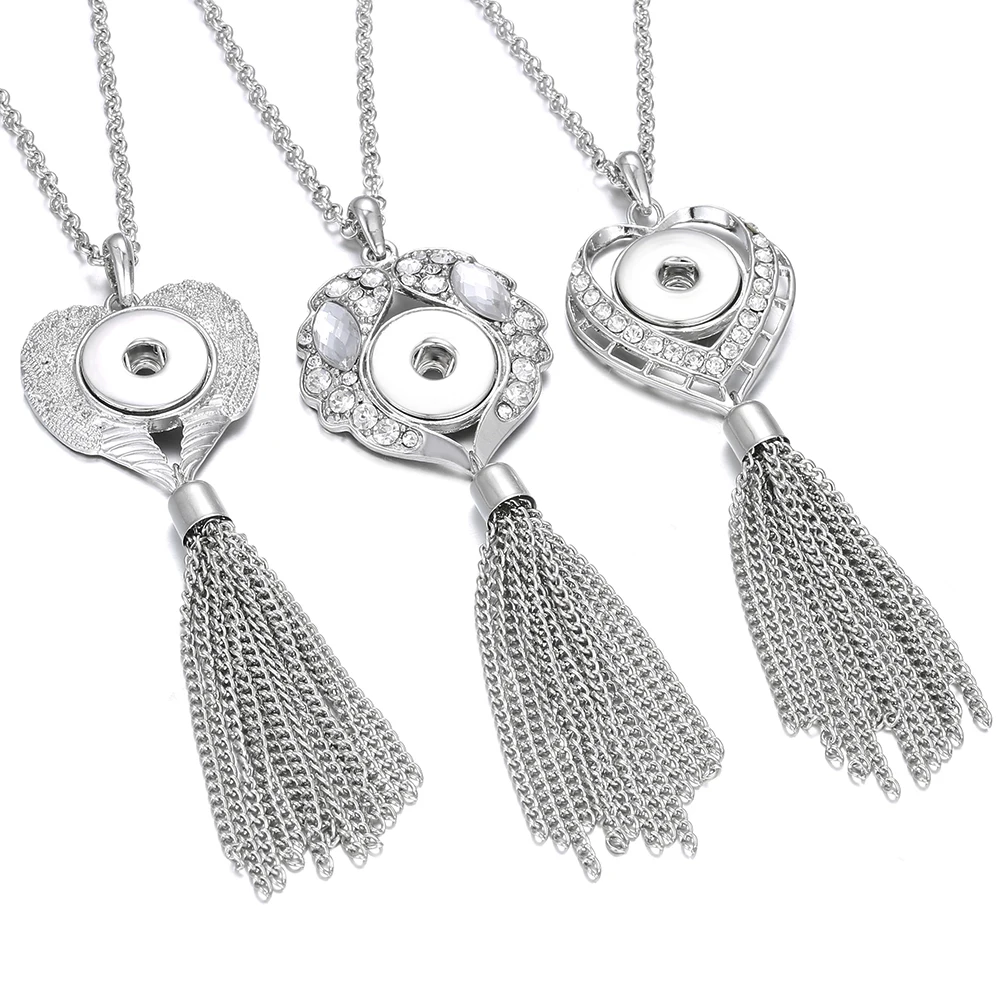 New Snap Jewelry Necklace Vintage Tassel Necklace Love Heart 18mm Snap Button Pendant Necklace Women Snap Necklaces
New Snap Jewelry Necklace Vintage Tassel Necklace Love Heart 18mm Snap Button Pendant Necklace Women Snap Necklaces