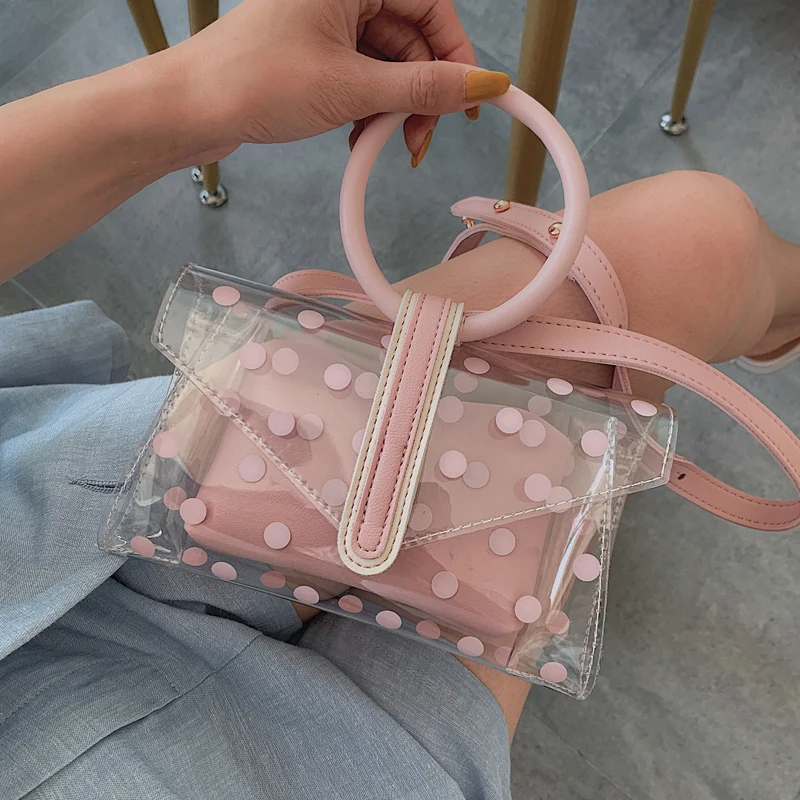 Transparent Jelly Tote bag Sweet Girl Travel bag 2019 Summer New Quality PVC Women's Designer Handbag Dot Shoulder Messenger Bag
Transparent Jelly Tote bag Sweet Girl Travel bag 2019 Summer New Quality PVC Women's Designer Handbag Dot Shoulder Messenger Bag