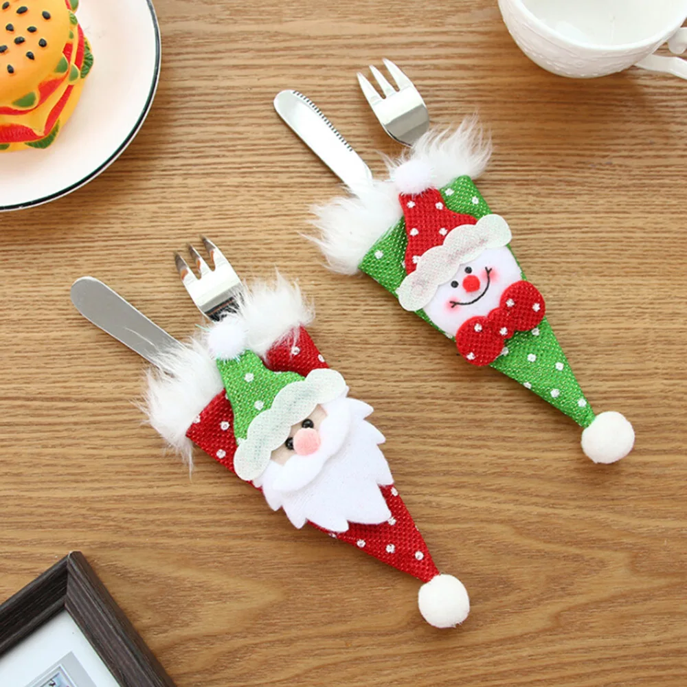 6pcs/pack christmas decoration cutlery suit silve