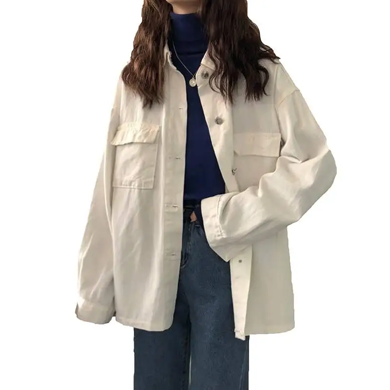 Spring Autumn Denim Jacket Women Solid Jean Coat Single Breasted Vintage Long Sleeve Jacket Casual Outerwear Wide Tide 2019 D133
Spring Autumn Denim Jacket Women Solid Jean Coat Single Breasted Vintage Long Sleeve Jacket Casual Outerwear Wide Tide 2019 D133