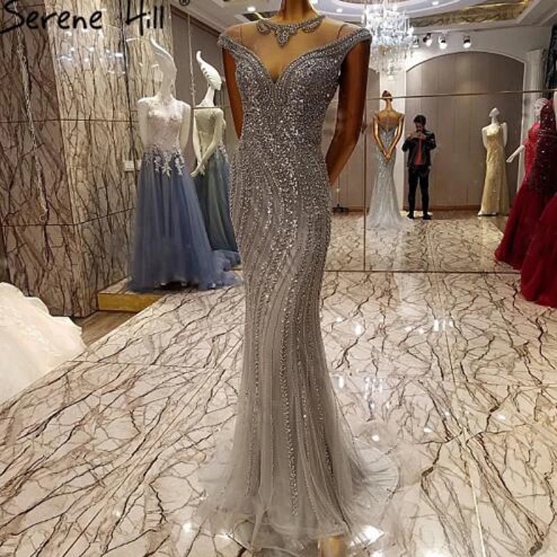 Luxury Dubai Arabic Gray Mermaid Robe De Soiree Sheer Evening Dresses Beaded Sequins Formal Dress Real Picture BLA6114
Luxury Dubai Arabic Gray Mermaid Robe De Soiree Sheer Evening Dresses Beaded Sequins Formal Dress Real Picture BLA6114