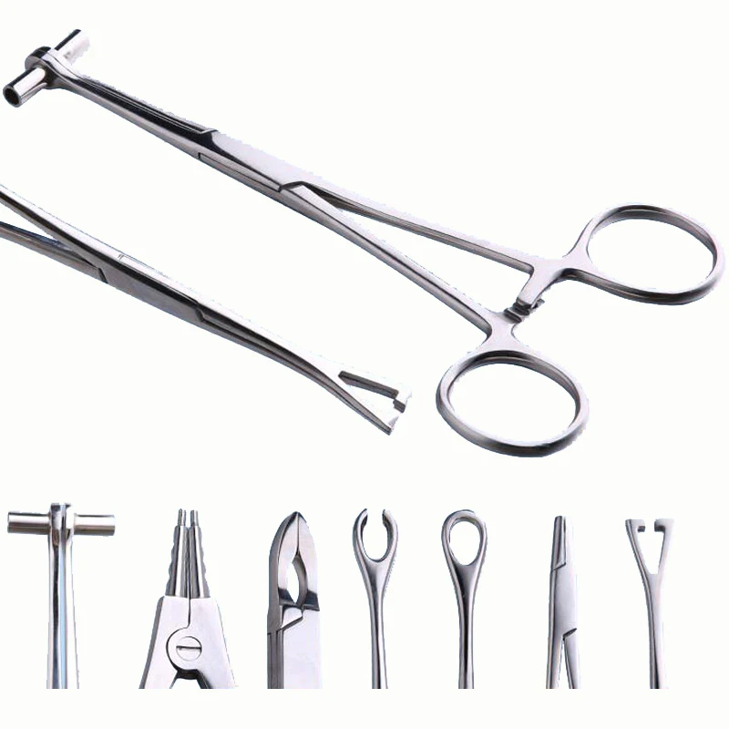 

1 Piece Stainless Steel Ear Lip Navel Nose Tongue Septum Forcep Clamp Pliers Tool for Body Piercing Rings Opening Round Plier