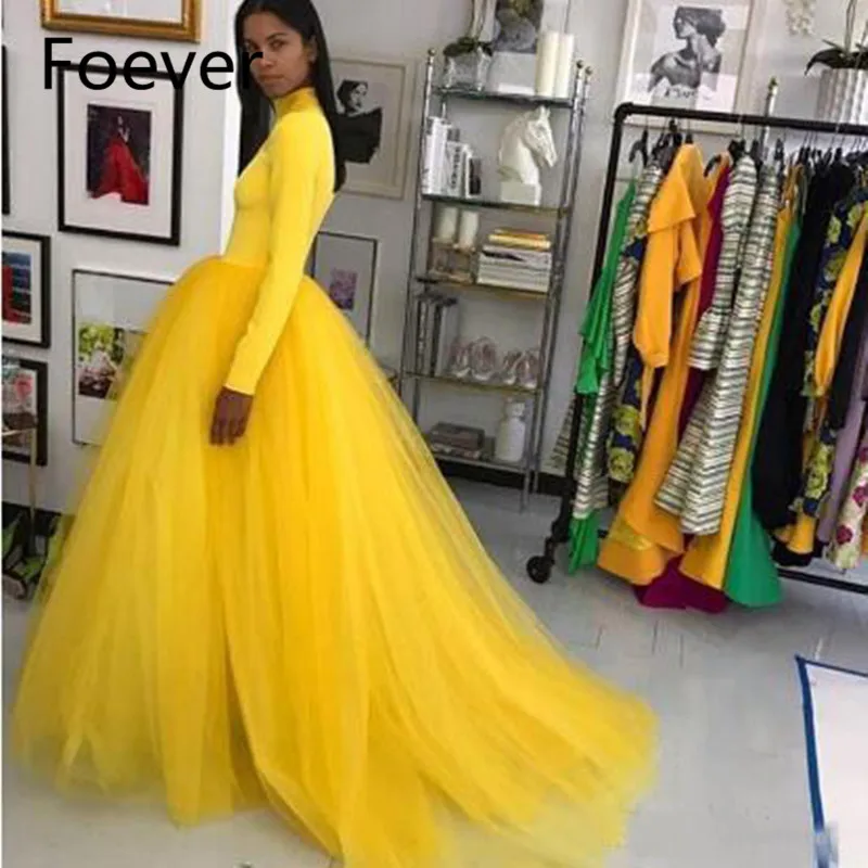 Long Sleeve Muslim Yellow Evening Dresses 2019 High Collar Long Tutu Prom Gowns Saudi Arabic Abendkleider
Long Sleeve Muslim Yellow Evening Dresses 2019 High Collar Long Tutu Prom Gowns Saudi Arabic Abendkleider
