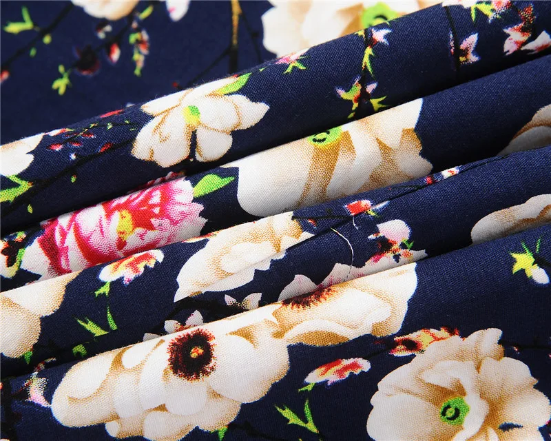 Kostlish Floral Print Summer Sundress 2017 Short Sleeve Belt Tunic Vintage Dress Women Elegant Swing Rockabilly Party Dresses (83)