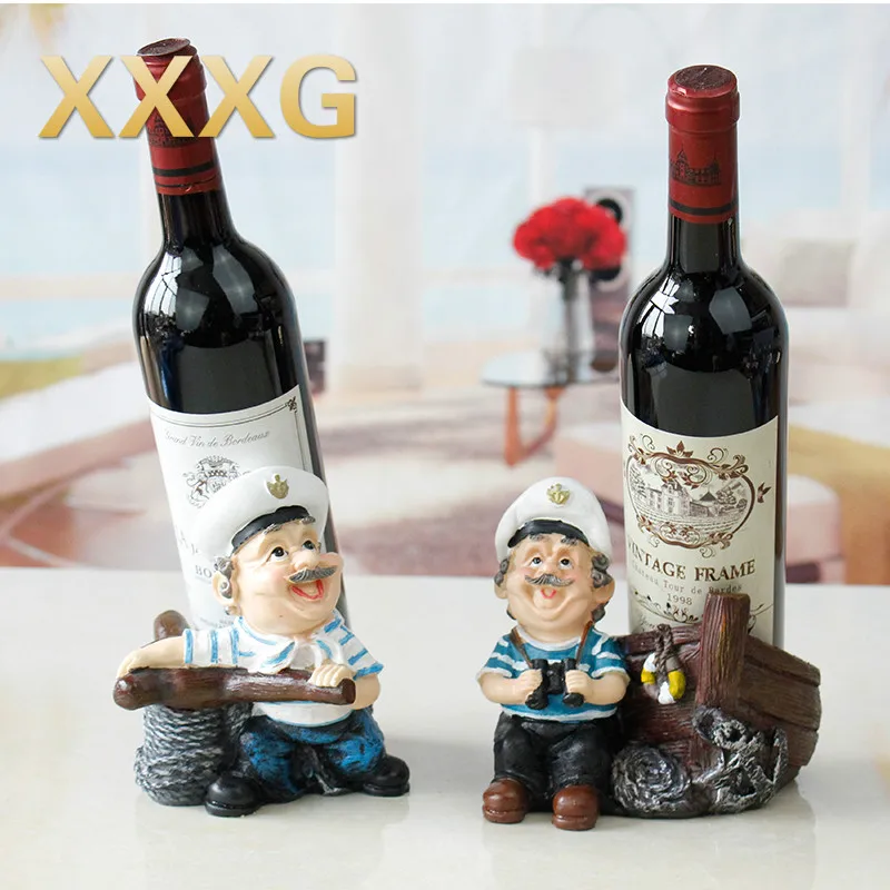 Image XXXG four piece resin small seafarers wine rack creative red wine rack furnishing articles personality resin wine red wine show