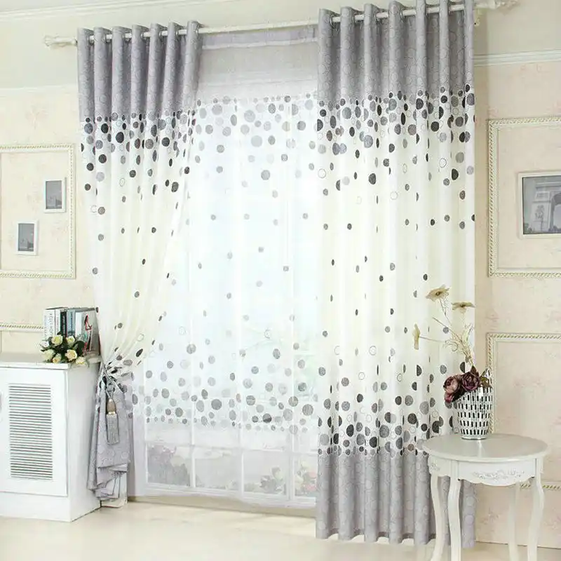 New Arrival Blue Green Gray Window Curtain For Living Room