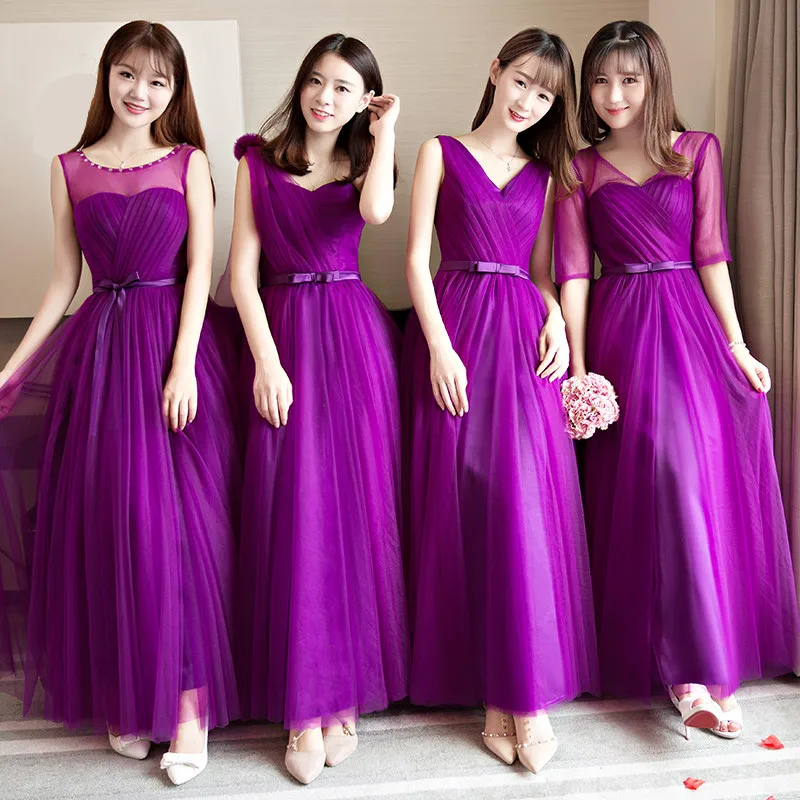 New Purple Bridesmaid Dresses Long V neck Mixed Styles A-line Floor Length Cheap Prom Party Gown Vestido De Festa
New Purple Bridesmaid Dresses Long V neck Mixed Styles A-line Floor Length Cheap Prom Party Gown Vestido De Festa