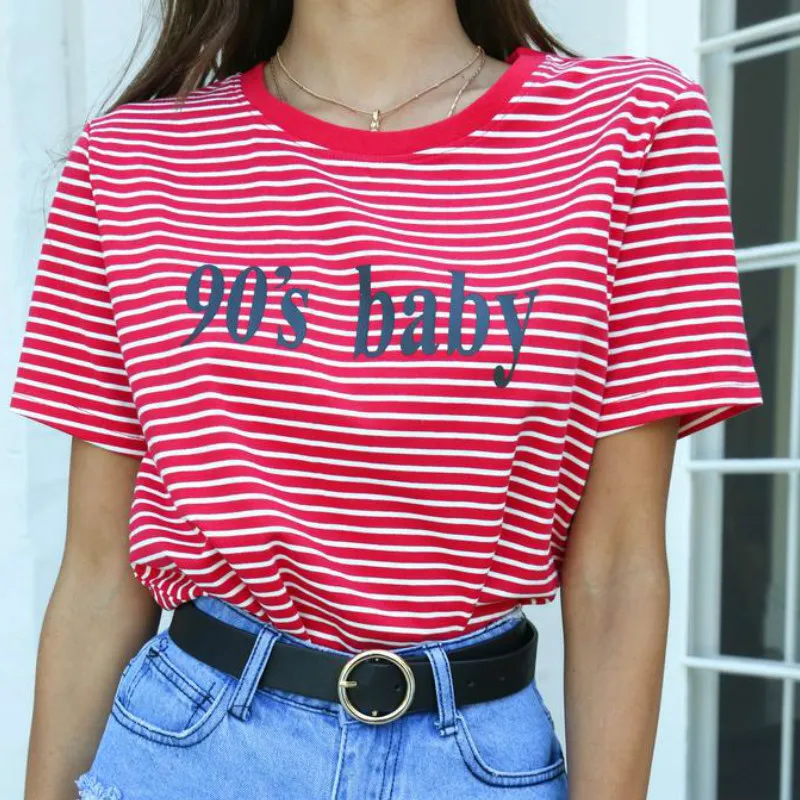 Bigsweety Vintage Stripped T Shirt New Fashion Clothes for Women Summer Tops Letter 90's Baby Printed Tshirt Harajuku Streetwear
Bigsweety Vintage Stripped T Shirt New Fashion Clothes for Women Summer Tops Letter 90's Baby Printed Tshirt Harajuku Streetwear