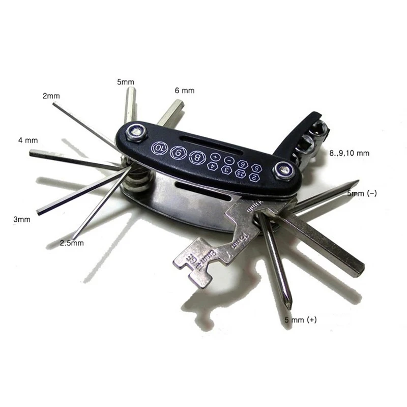 Multi-function 15 In 1 Usage Portable Bicycle Repair Tools Kits Mountain Bike Tire Screwdriver Hex Spoke Wrench Repair Tool
Multi-function 15 In 1 Usage Portable Bicycle Repair Tools Kits Mountain Bike Tire Screwdriver Hex Spoke Wrench Repair Tool