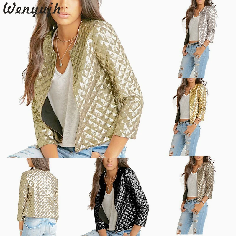 Wenyujh 2019 Brand New Spring Stylish Lozenge Women Gold Sequins Jackets Three quater sleeve Fashion Coats Outwears Female Tops
Wenyujh 2019 Brand New Spring Stylish Lozenge Women Gold Sequins Jackets Three quater sleeve Fashion Coats Outwears Female Tops