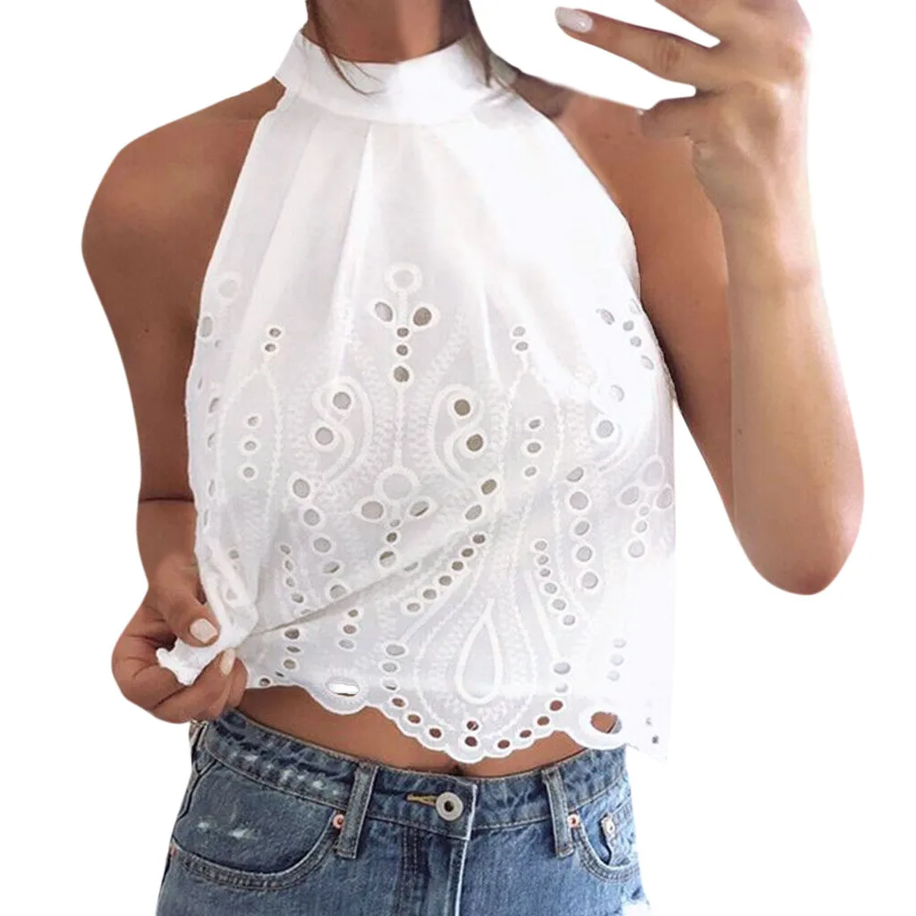 2019 chiffon sexy lace Shirt Women White Blouse Halter Neck Cami Vest shirts Ladies Summer Beach Party Tops Off Shoulder Top 869
2019 chiffon sexy lace Shirt Women White Blouse Halter Neck Cami Vest shirts Ladies Summer Beach Party Tops Off Shoulder Top 869