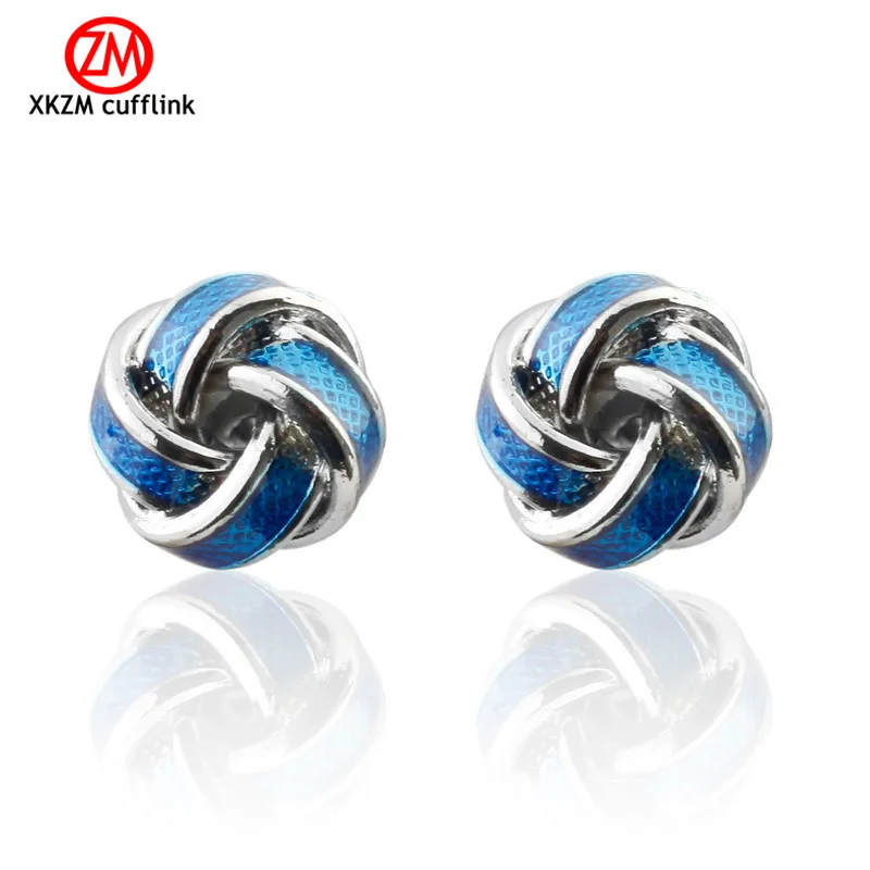 

Men Gift Knot Cufflinks Novelty blue twist Design Silver Color Copper Cuff Links Wholesale&retail