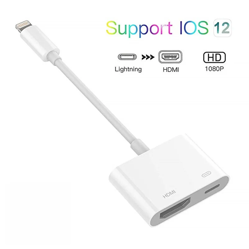 for Lightning to HDMI Adapter Digital AV Adapter 1080P Charging Port Select for iPhone x xs 7 iPad iPod HDTV Monitor Projector
for Lightning to HDMI Adapter Digital AV Adapter 1080P Charging Port Select for iPhone x xs 7 iPad iPod HDTV Monitor Projector
