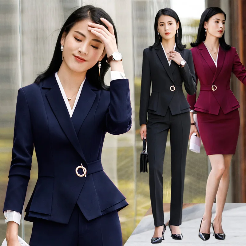 High Quality Spring and Autumn2018business Casual Two Piece Long Sleeve Women Outfits V Collar Temperament Work Clothes Belt Set
High Quality Spring and Autumn2018business Casual Two Piece Long Sleeve Women Outfits V Collar Temperament Work Clothes Belt Set