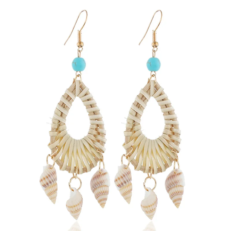 2019 Fashion jewelry summer weave Bamboo resin geometric shell Conch pendant earrings for women ear studs party accessories gift
2019 Fashion jewelry summer weave Bamboo resin geometric shell Conch pendant earrings for women ear studs party accessories gift