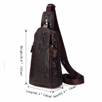 USB hole design Men Chest Bag Crocodile pattern head Chest Pack Genuine Leather Messenger Bag Male Shoulder Bag Crossbody Bag
USB hole design Men Chest Bag Crocodile pattern head Chest Pack Genuine Leather Messenger Bag Male Shoulder Bag Crossbody Bag