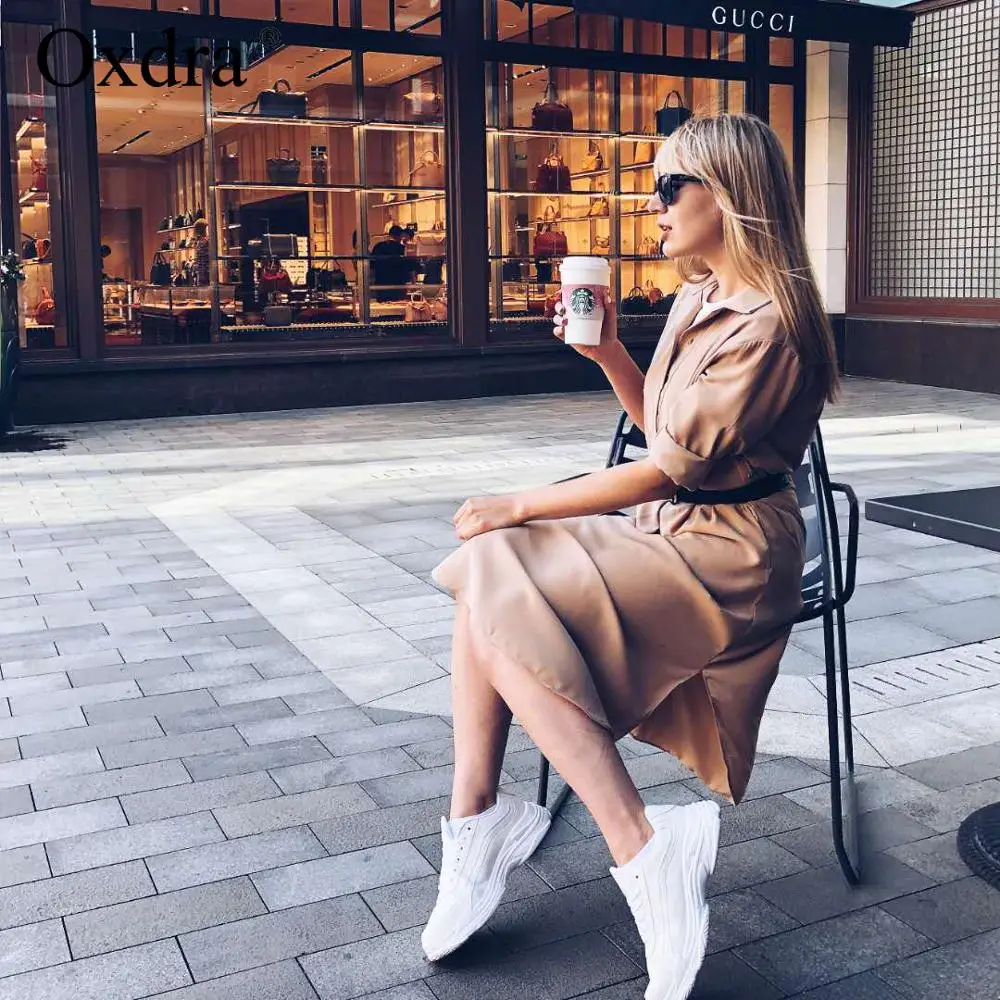 Wixra Stylish Long Sleeve Loose Sashes Dresses Spring Autumn Turn Down Collar Mid-Calf Streetwear For Women 2019 Spring
Wixra Stylish Long Sleeve Loose Sashes Dresses Spring Autumn Turn Down Collar Mid-Calf Streetwear For Women 2019 Spring
