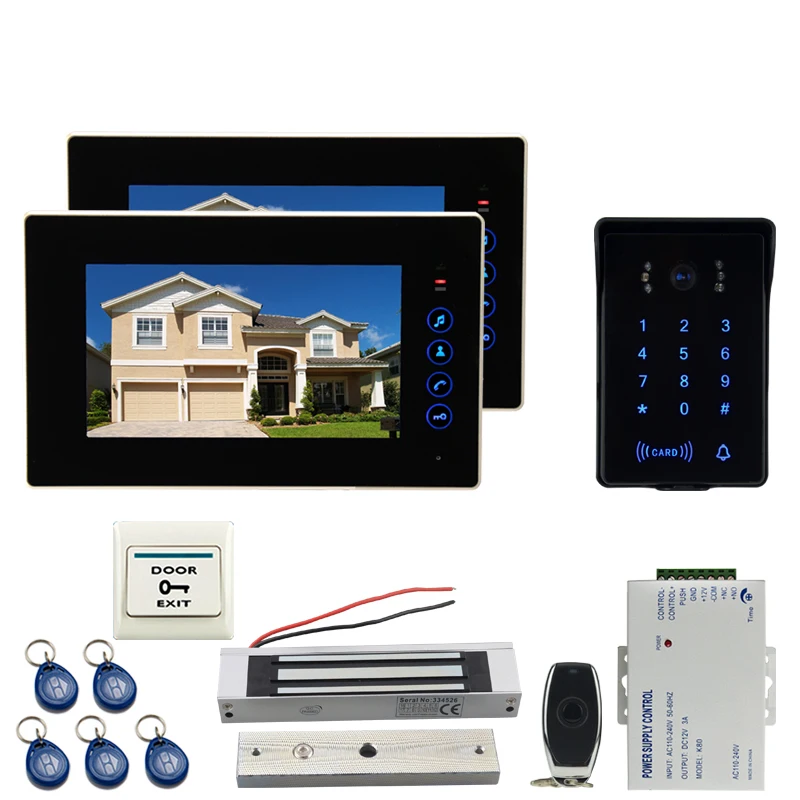 

JEX Video Door Phone Doorbell Intercom system Kit 7 inch LCD Screen +700TVL Waterproof Password Keypad RFID Camera In Stock 1V2