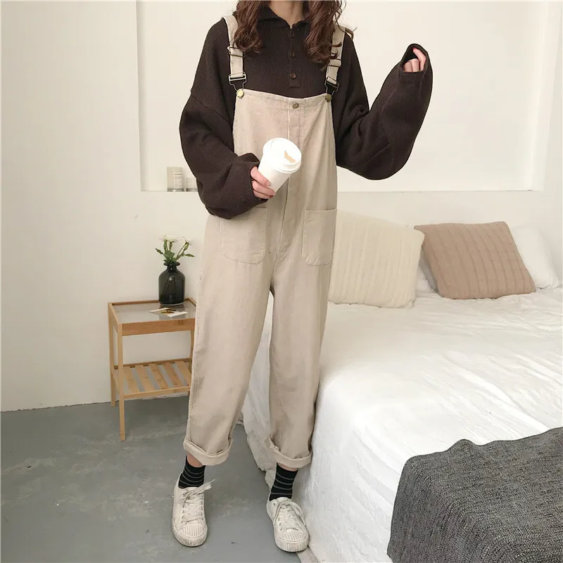 Women Corduroy Bib Pants Spring Fashion Sleeveless Overall Student Casual Straps Jumpsuits Pants Retro Loose Casual Rompers
Women Corduroy Bib Pants Spring Fashion Sleeveless Overall Student Casual Straps Jumpsuits Pants Retro Loose Casual Rompers