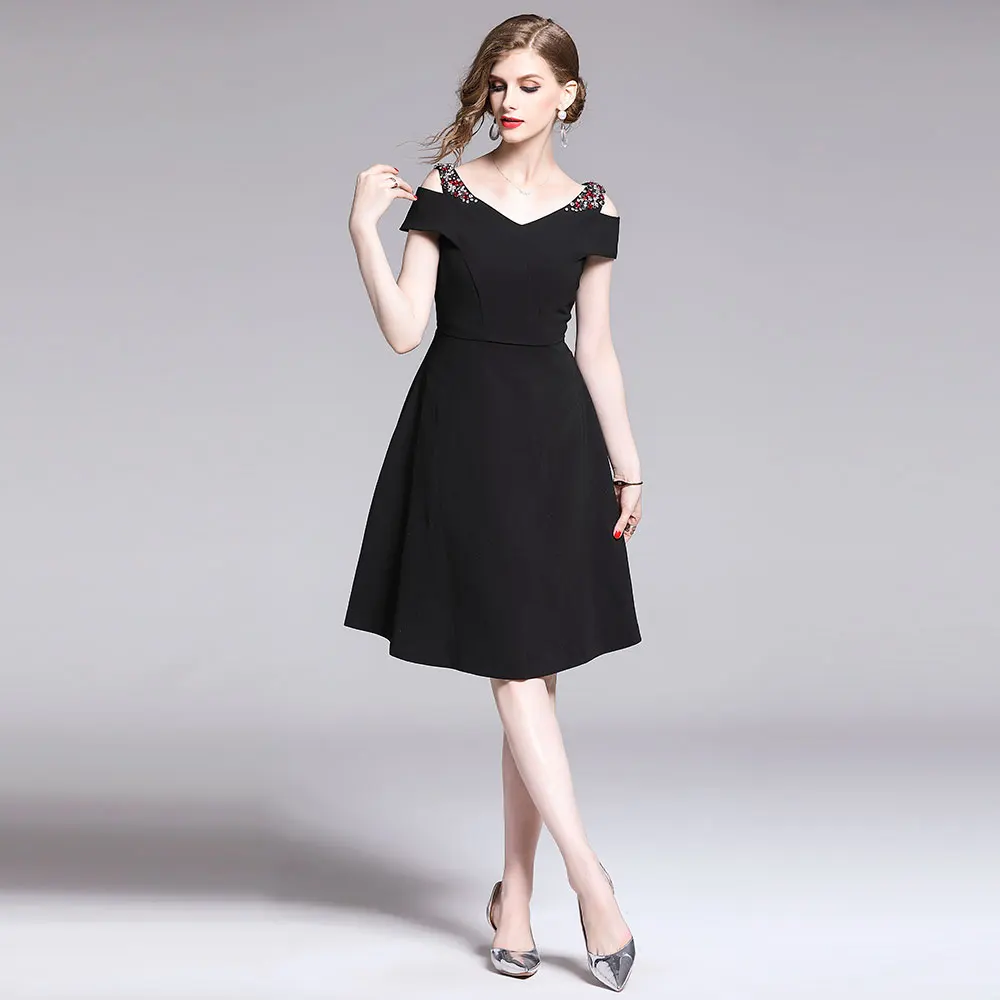 Borisovich Women Party Dresses New Brand 2019 Fashion V-neck Beading Knee-length Elegant A-line Female Black Dress N1446
Borisovich Women Party Dresses New Brand 2019 Fashion V-neck Beading Knee-length Elegant A-line Female Black Dress N1446