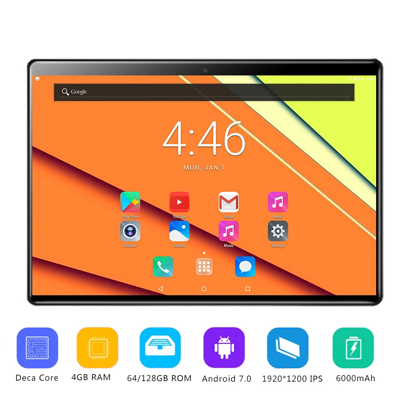 2019 Newest 2.5D Tempered Glass 10 inch Tablet PC Android 7.0 Deca Core 4GB RAM 64GB 128G ROM 1920*1200 IPS Tablet 10.1+Gift
2019 Newest 2.5D Tempered Glass 10 inch Tablet PC Android 7.0 Deca Core 4GB RAM 64GB 128G ROM 1920*1200 IPS Tablet 10.1+Gift