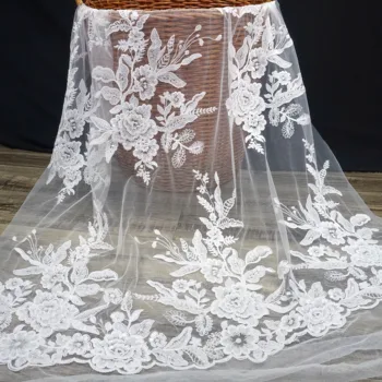 Tulle mesh+cotton thread embroidered wedding lace fabric bride dress lace nice! 1 Yard elegant floral lace fabric with sequins!
Tulle mesh+cotton thread embroidered wedding lace fabric bride dress lace nice! 1 Yard elegant floral lace fabric with sequins!