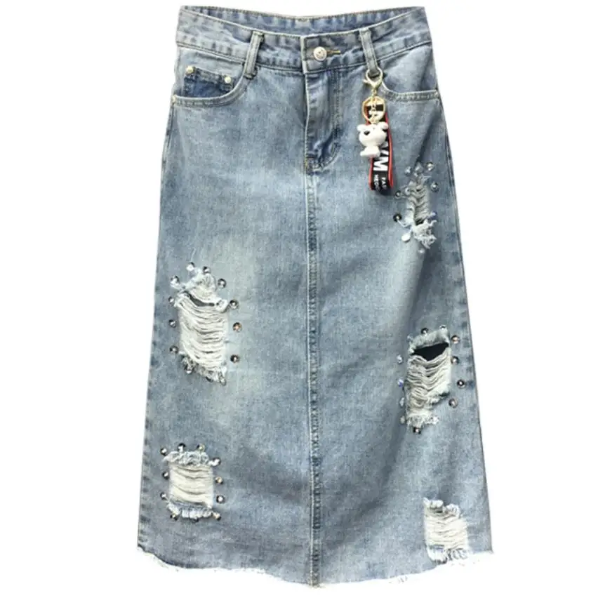 plus size 5XL Spring Autumn Holes Sequined Denim Skirt high waist women package hip jeans skirt a-line
plus size 5XL Spring Autumn Holes Sequined Denim Skirt high waist women package hip jeans skirt a-line