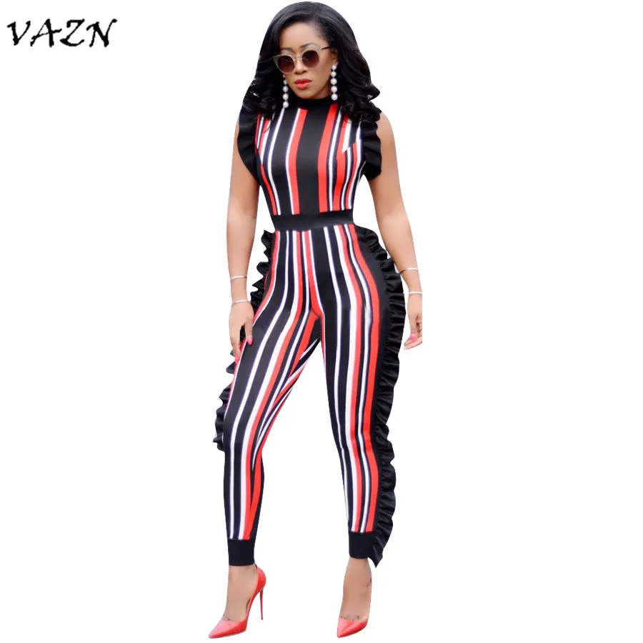 VAZN 2018 Hot Sale Exotic Designer New Fashion Women Jumpsuit Striped Ruffles Sleeveless Full Length Jumpsuits DN8055
VAZN 2018 Hot Sale Exotic Designer New Fashion Women Jumpsuit Striped Ruffles Sleeveless Full Length Jumpsuits DN8055