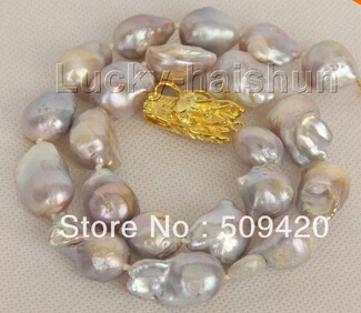 Free shipping >>@ +>natural 18" 24mm purple gray Reborn keshi pearls necklace dragon clasp
Free shipping >>@ +>natural 18" 24mm purple gray Reborn keshi pearls necklace dragon clasp