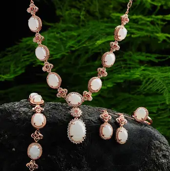Natural yu and jewelry Tian Yu set Genuine White Ring Earrings Necklace Bracelet four piece
Natural yu and jewelry Tian Yu set Genuine White Ring Earrings Necklace Bracelet four piece