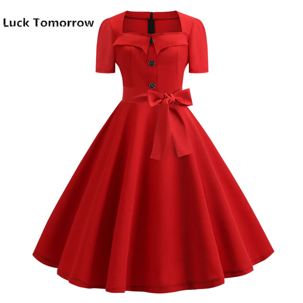 Retro Polka Dot Dress for Women 2019 Summer Square Collar Elegant Vintage Dress 50s 60s Pin Up Rockabilly Vestidos Robe
Retro Polka Dot Dress for Women 2019 Summer Square Collar Elegant Vintage Dress 50s 60s Pin Up Rockabilly Vestidos Robe