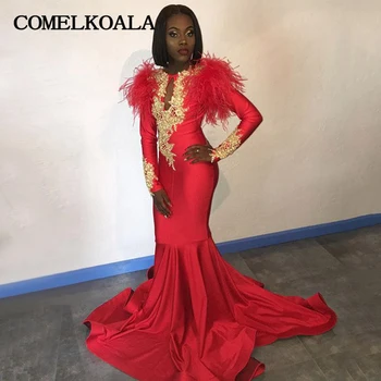 African Mermaid Prom Dresses Long Sleeves Gold Appliques Feathers Satin Formal Dress Evening Custom Womens Party Gala Gowns
African Mermaid Prom Dresses Long Sleeves Gold Appliques Feathers Satin Formal Dress Evening Custom Womens Party Gala Gowns